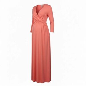 Mother Bee Maternity Coral Maxi Dress